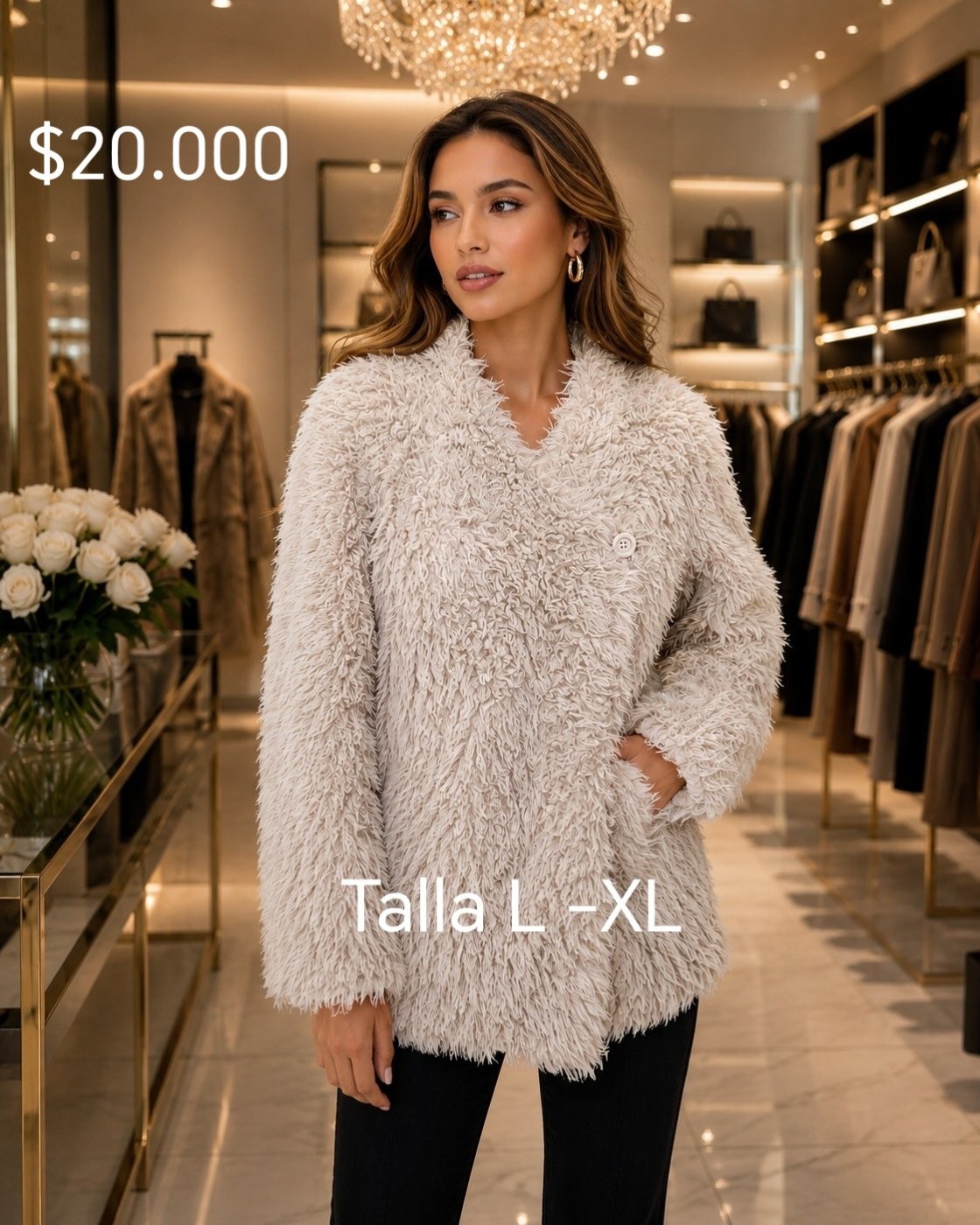 Chaqueta Peluda Beige Pilar Estilo