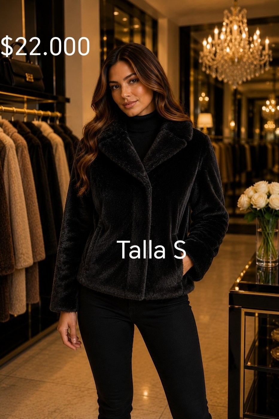 Chaqueta peluda negra Pilar Estilo