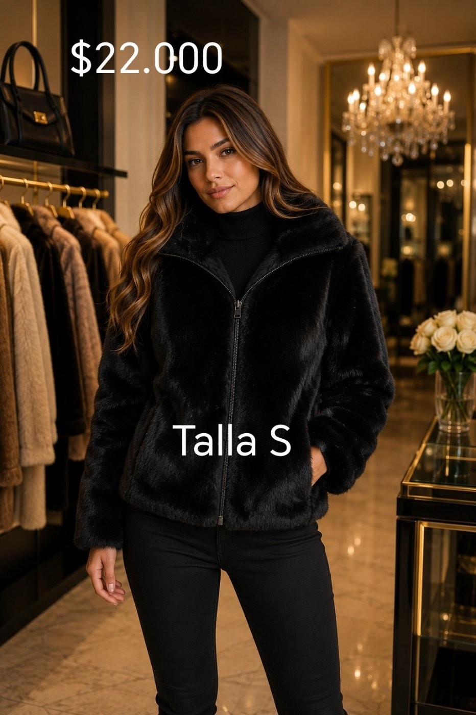 Chaqueta de peluche negra Pilar Estilo