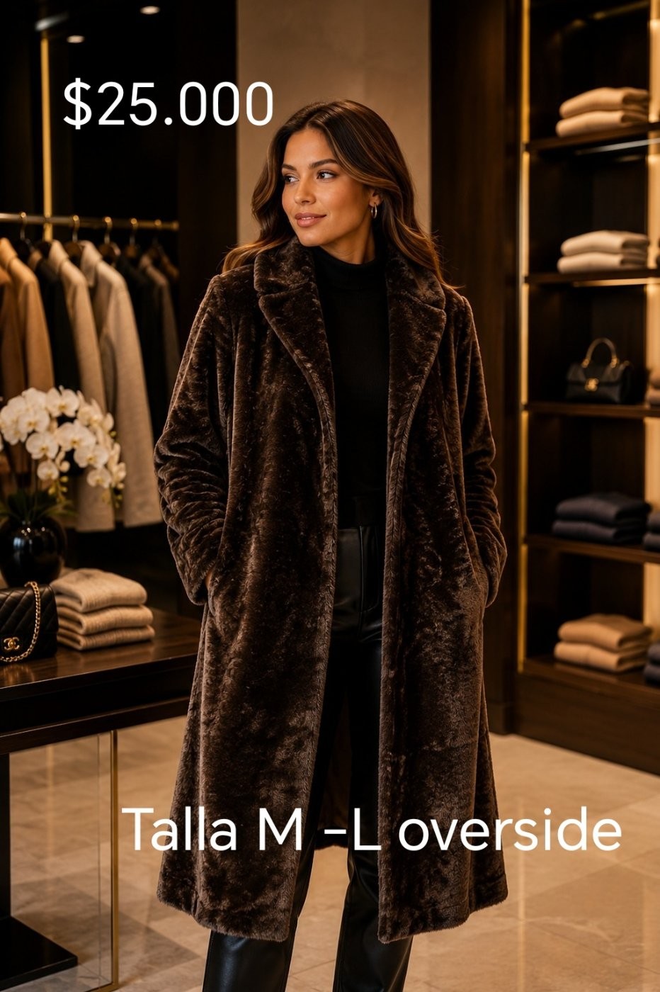 Abrigo de peluche oversize marrón
